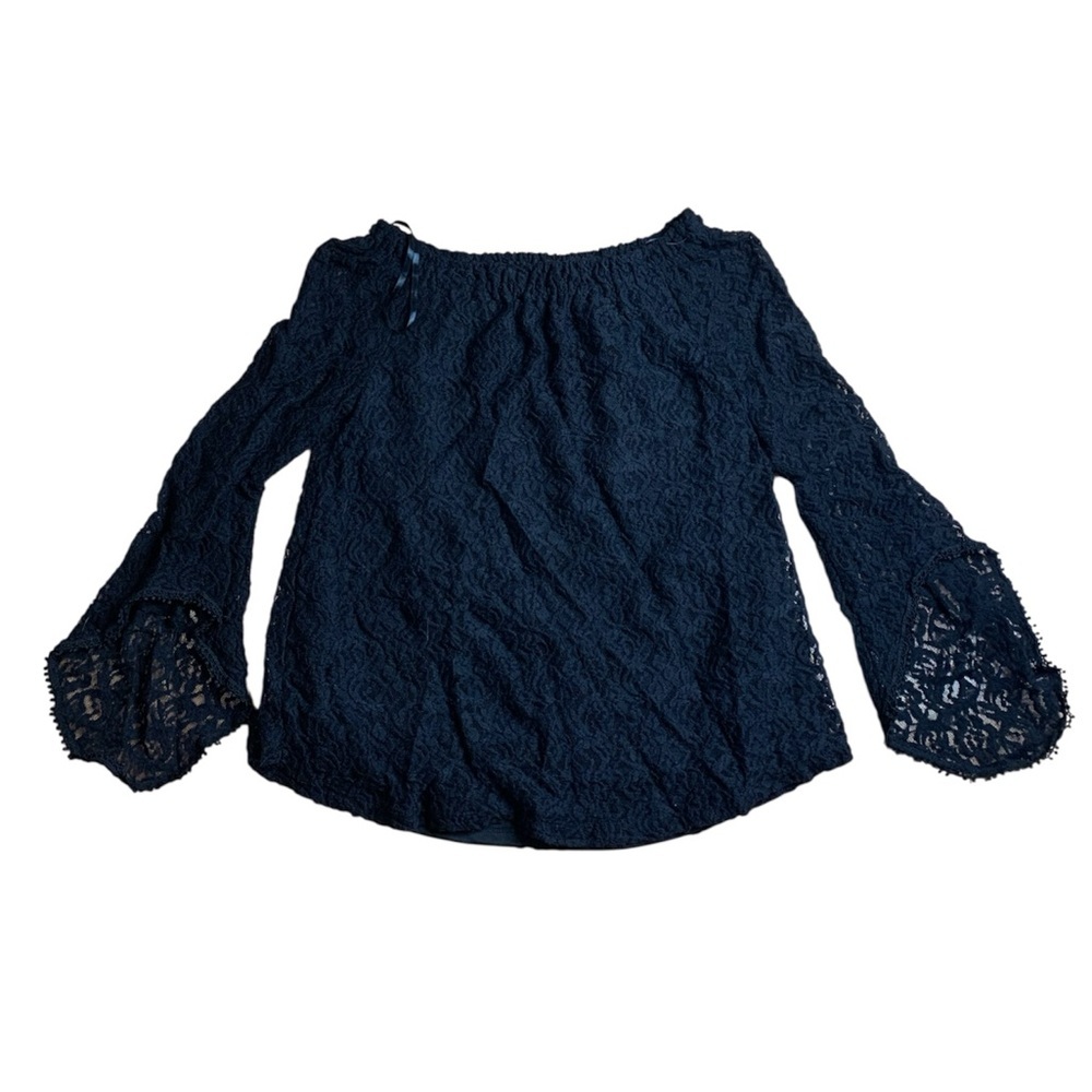 Lily Morgan Black Lace Off-The-Shoulder Top | Bell Sleeves | Size M